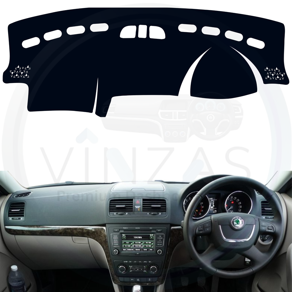 Black custom car dashboard cover installed in an Yeti 
