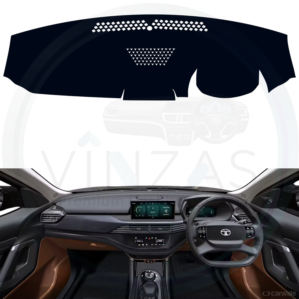 Black custom car dashboard cover installed in a Harrier EV

