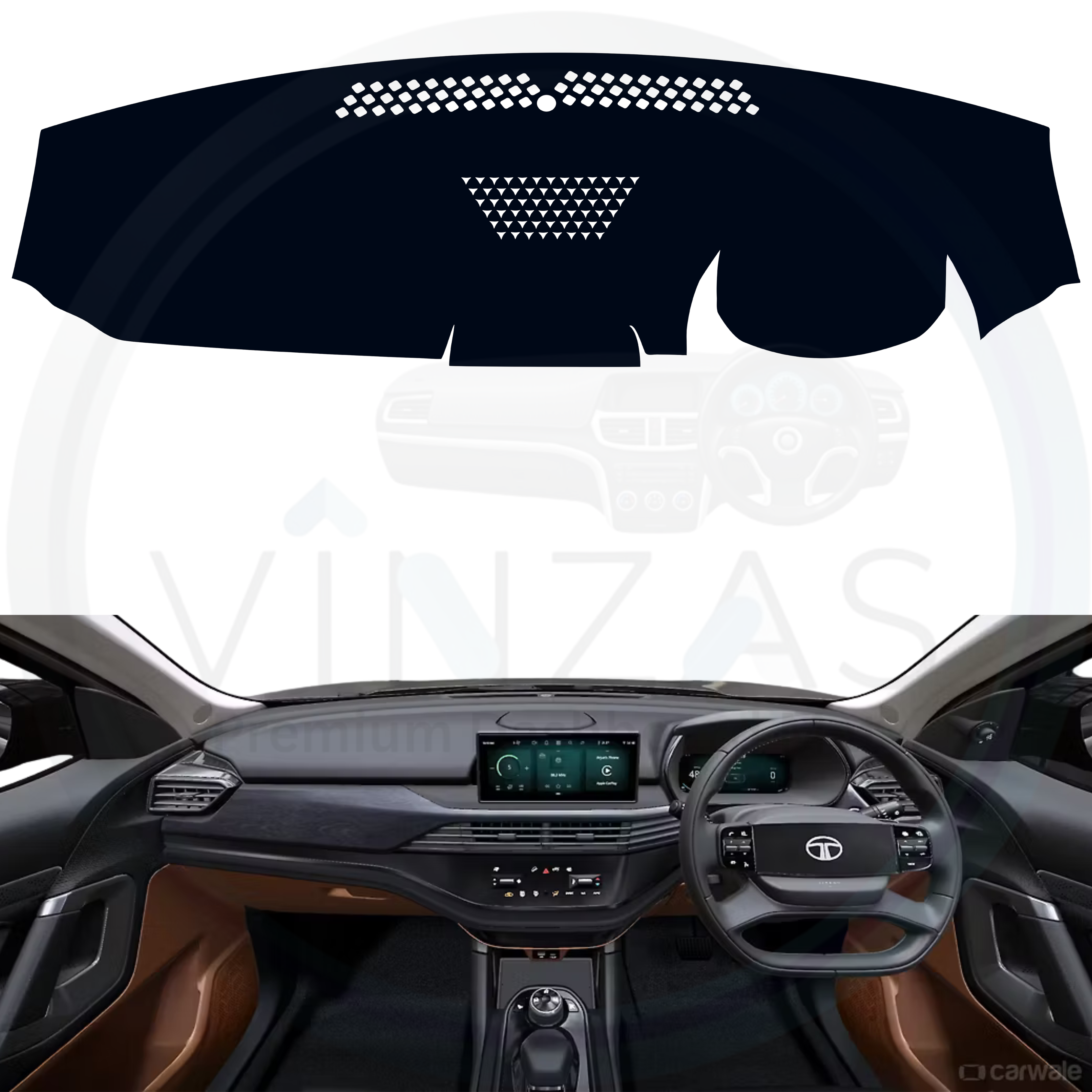 Black custom car dashboard cover installed in a Harrier EV
