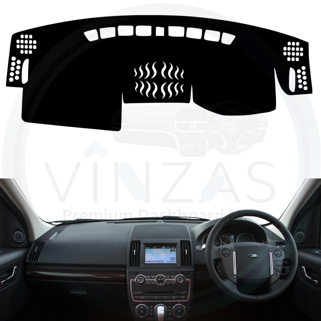 Black custom car dashboard cover installed in a freelander 2