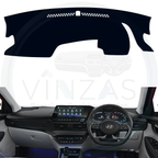 Black custom car dashboard cover installed in an i20 

