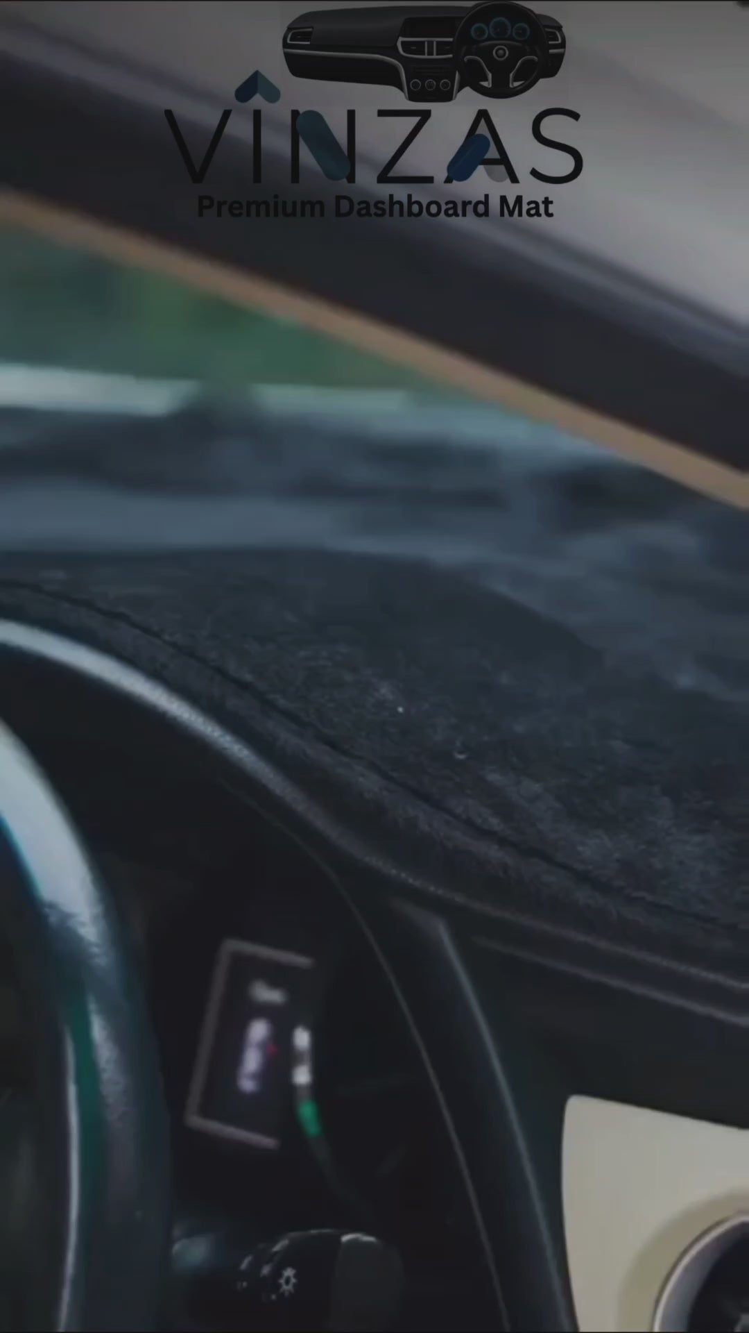 Load video: Premium Anti-Glare Velvet Dashboard Mat for all cars - UV protection, heat resistant, and custom fit design by Vinzas.